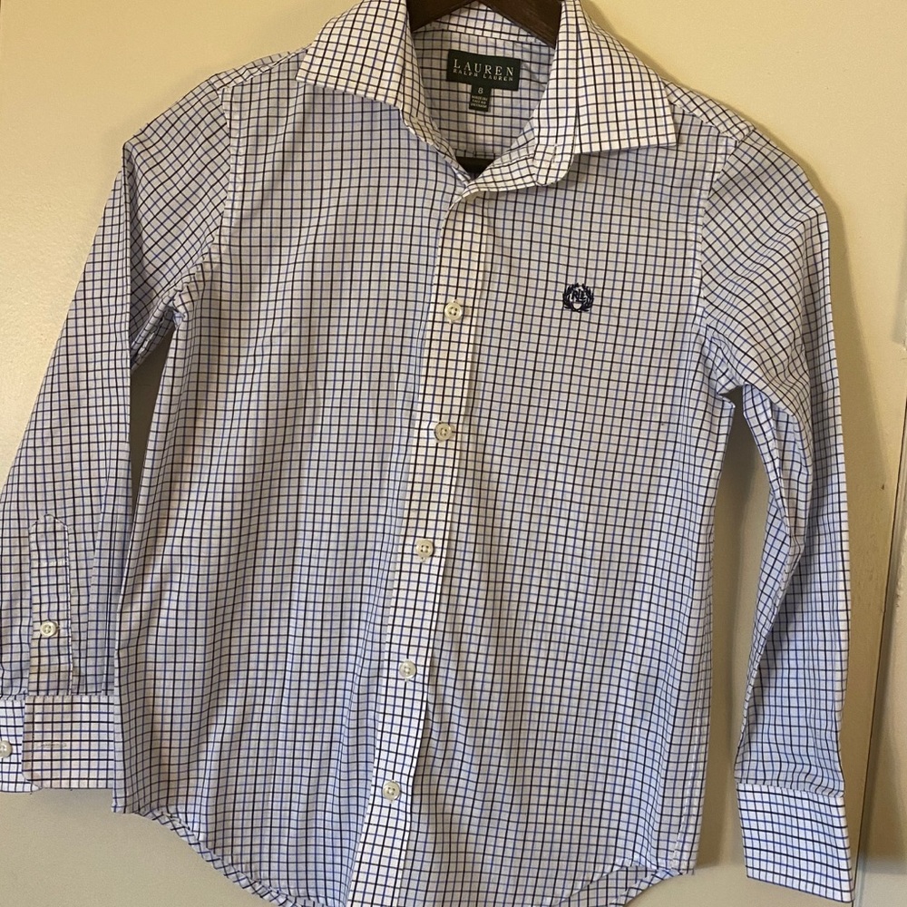 Lauren Ralph Lauren Blue Black Grid Long Sleeve Button Down